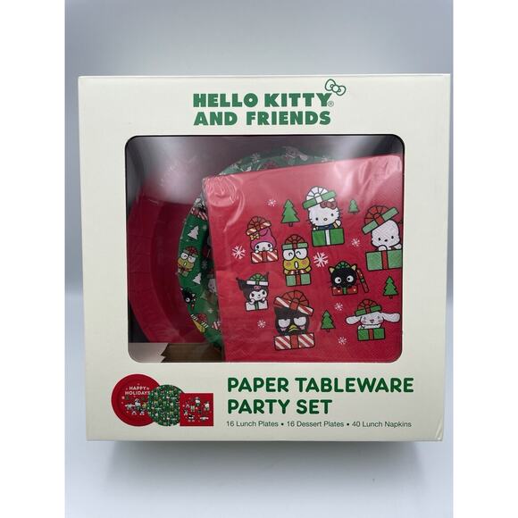 Hello Kitty Holiday Party Christmas Paper Tableware Party Set! NEW In Box - Picture 1 of 9